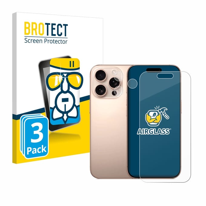 Screenprotector 3 Stuks voor Apple iPhone 16 Pro (Voor+Camera) Beschermglas transparant