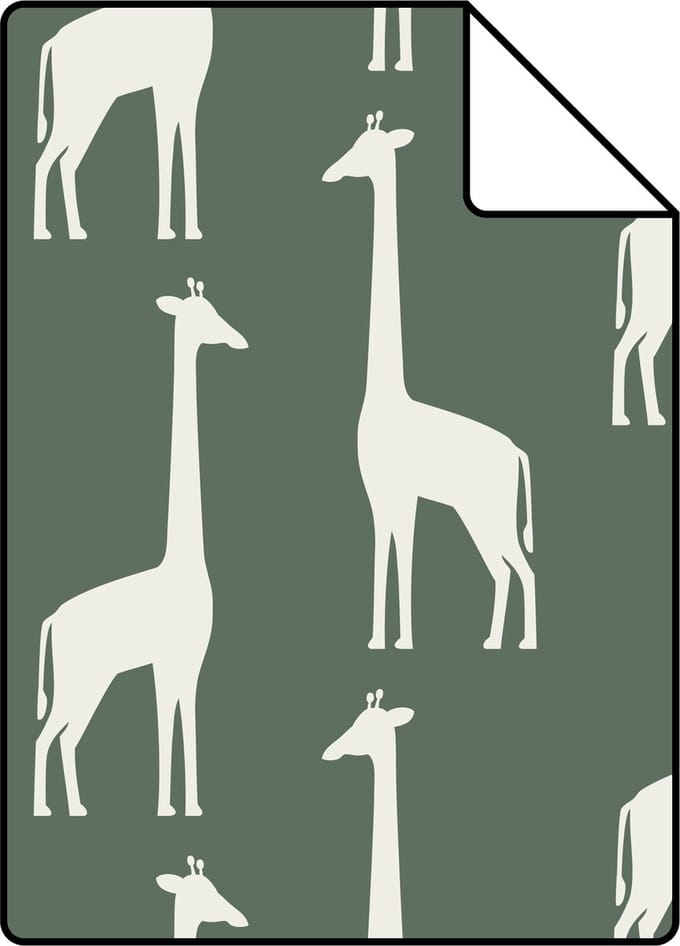 Proefstaal ESTAhome behang giraffen donkergroen - 26.5 x 21 cm - 139060-S
