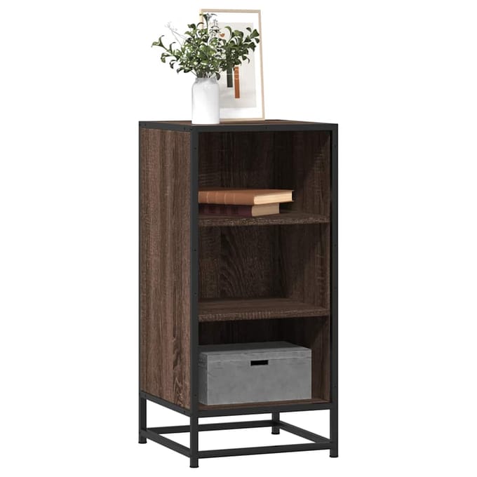 vidaXL - Dressoir - 35,5x35x76 - cm - bewerkt - hout - en - metaal - bruin - eikenkleur