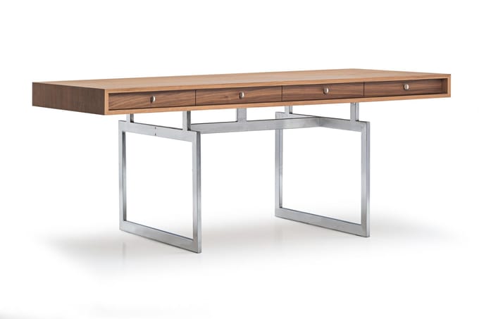 Karakter Office Desk Bureau - roestvrij staal - notenhout