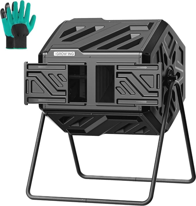 Compostbak Buiten - 43 Gallon Roterende Compoter Met Dubbele Kamer
