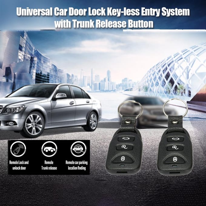 Universele autodeurslot kofferbakontgrendeling Keyless Entry-systeem Centrale vergrendelingsset met afstandsbediening A black