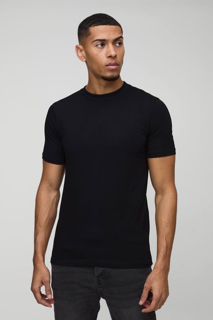 Essential Muscle Fit Crew Neck T-Shirt | Black | Size XS