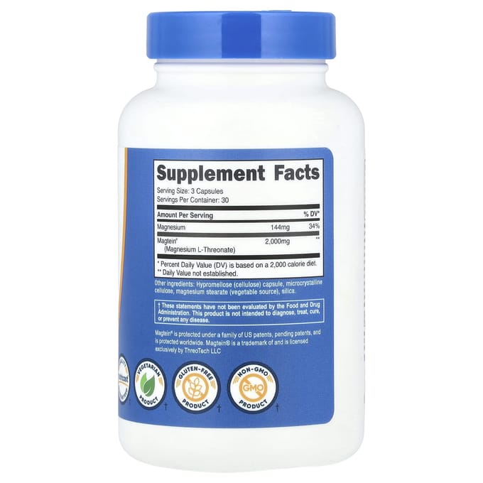 Nutricost, Magtein®, Magnesium L-Threonate, 2,000 mg, 90 Capsules (666 mg per capsule)