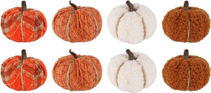 POMPOEN SET 8 STUKS MULTI-KLEUR 15X15XH13CM TEXTIEL