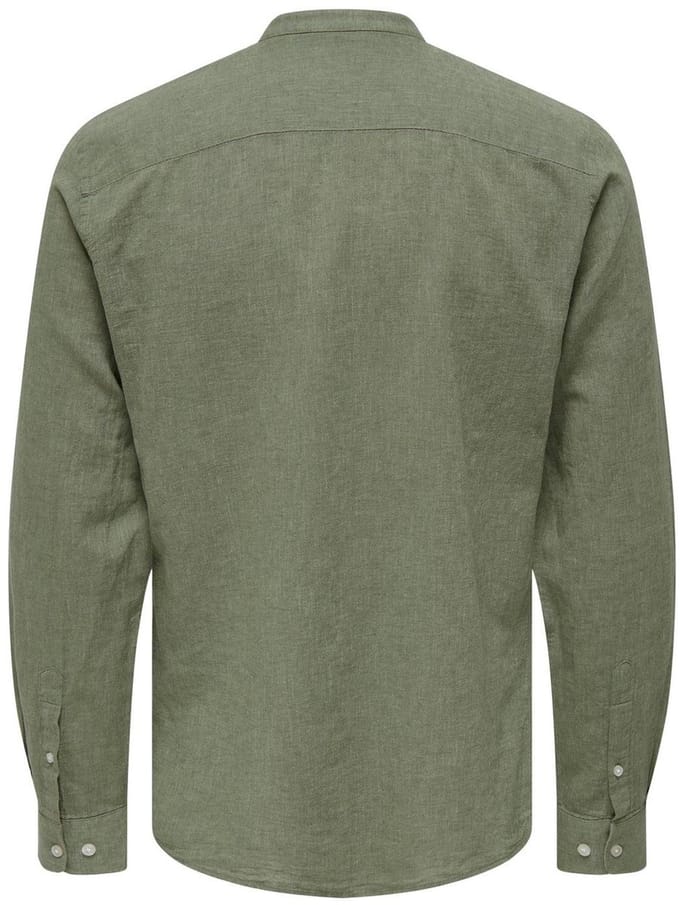 Only & Sons Overhemd Onscaiden Ls Solid Linen Mao Shirt 22019173 Swamp Mannen Maat - XS