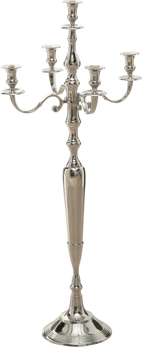 Kandelaar - XL - 105 cm - Aluminium - 5 kaars - Zilver