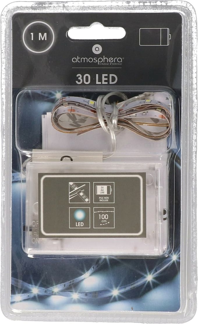 Atmosphera LED Strip warm wit - 100 cm - op batterijen - 30 LED