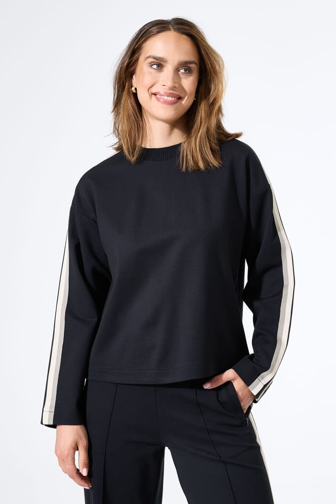 GARCIA Dames Effen Sweater Zwart Lange mouw