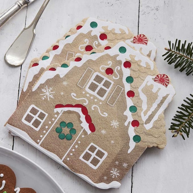 Gingerbread Huisjes - 16 stuks- Servetten - Ginger Ray