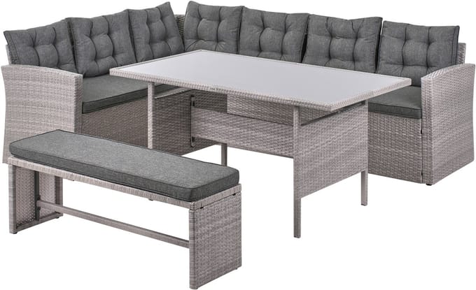 VITERBO - Loungeset voor 8 - Lichtgrijs - PE rotan