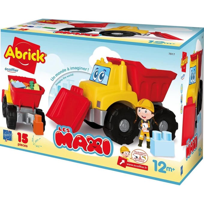 Abrick bouwspeelgoed werk vrachtwagen maxi met blokken - kleurrijk plastic.