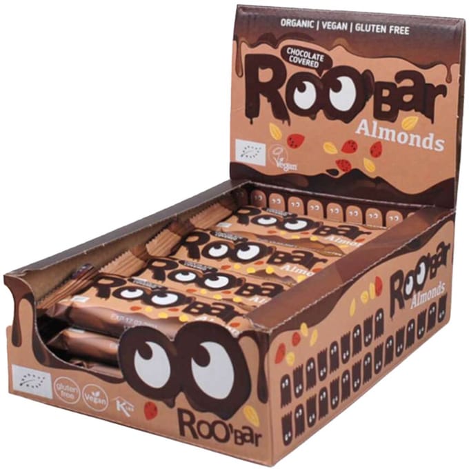 Roo'Bar | Chocolate Covered | Almond Bar | 16 stuks | 16 x 30 gram