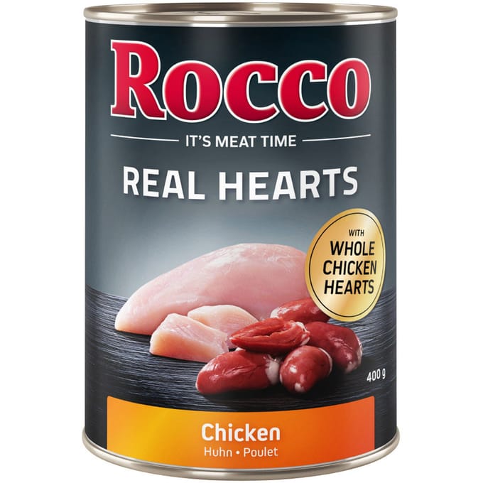 24x400g Real Hearts Kip met hele Kippenharten Rocco Hondenvoer