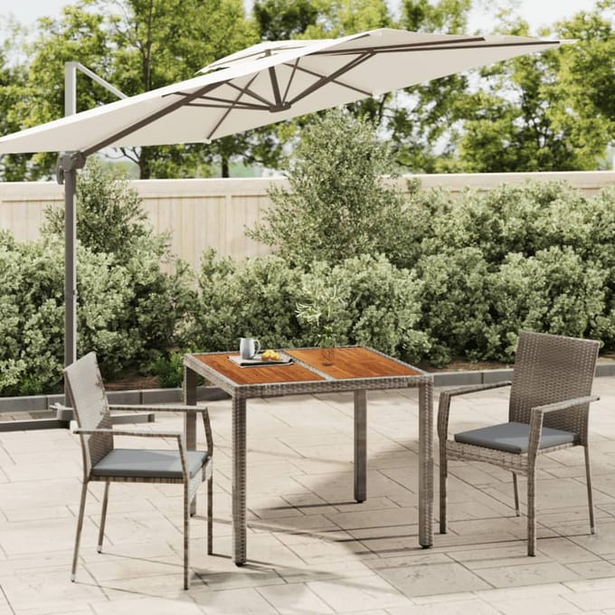 vidaXL - 3-delige - Tuinset - met - kussens - poly - rattan - grijs