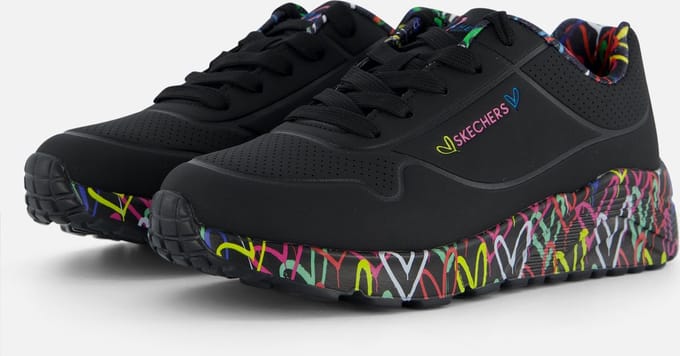 Skechers Uno Lite Meisjes Sneakers - Zwart/Multicolour