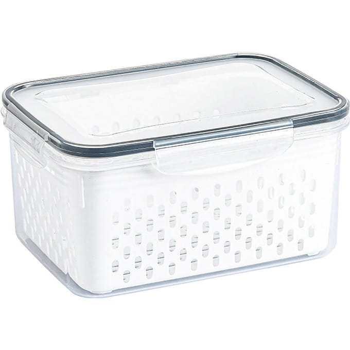 Afdruipopbergmand Doos Transparante Fruit Groente Opbergcontainer voor Keukenbenodigdheden 3300ML white
