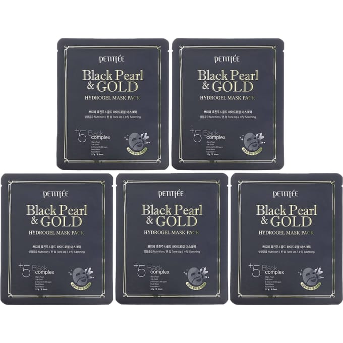 PETITFEE - Black Pearl & Gold Hydrogel Mask Pack 5pcs 32g x 5pcs