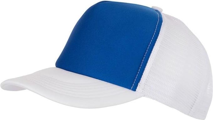 Myrtle Beach Volwassenen Unisex 5 Panel Polyester Mesh Cap (Koningsblauw/Wit)