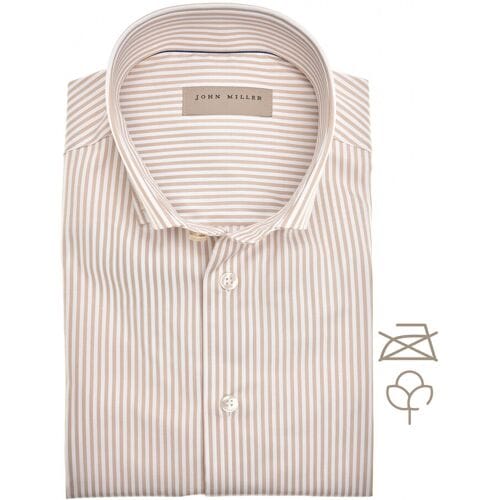 John Miller Overhemd Non-Iron Cotton Pinstripe Licht Bruin / male