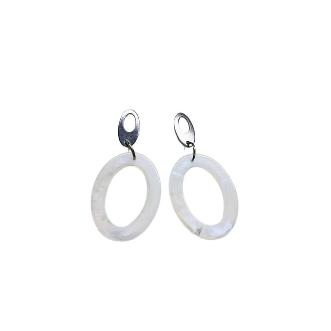2 Love it LunaLoops - Oorbellen - Statement - Ovaal - Wit Zilverkleurig