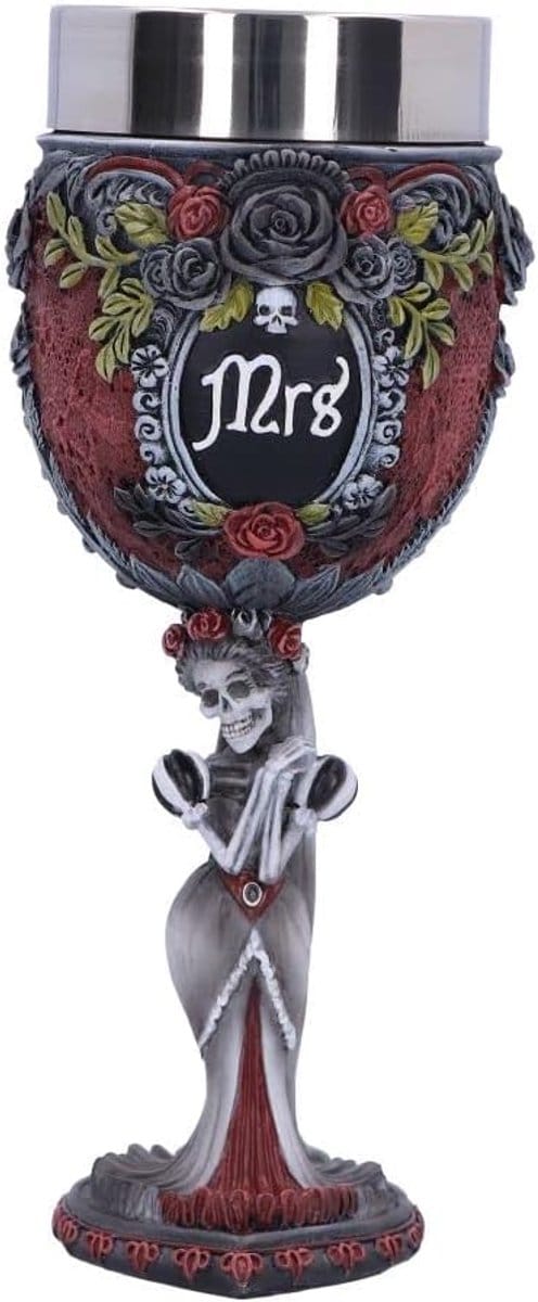 Gotische Kelk Skelet Bruiloft - Zwarte Elegante Drinkbeker - 21 cm
