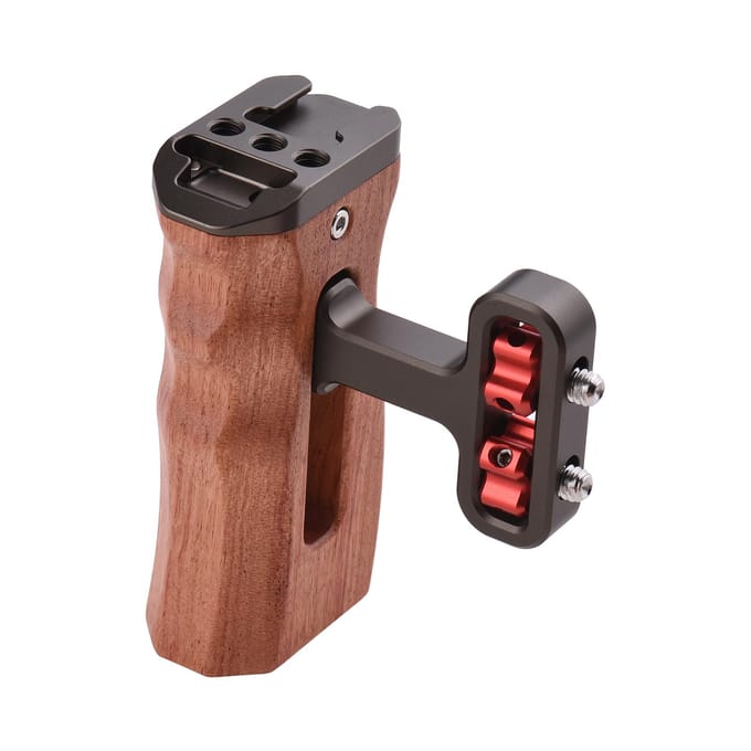 Cage de caméra universelle, poignée gauche/droite, poignée en bois avec trou de vis 1/4, support de griffe froide bronze