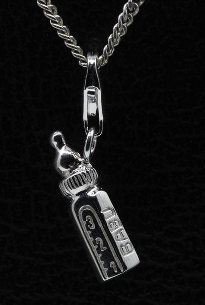 Zilveren Babyfles hanger én bedel