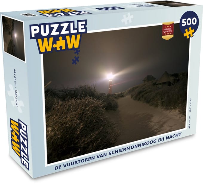 Puzzel De vuurtoren van Schiermonnikoog bij nacht - Legpuzzel - Puzzel 500 stukjes