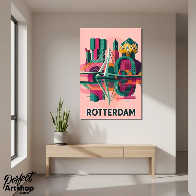 ROTTERDAM ABSTRACT 2 - Wanddecoratie 60x80 cm - Aluminium - Luxe Kunst aan de Muur
