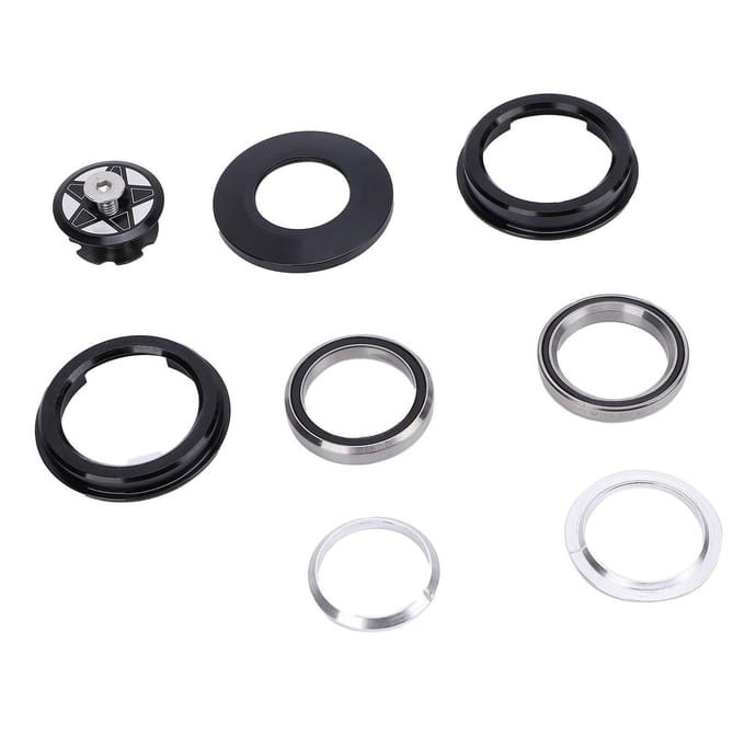 Jeu de direction VTT 49,7 mm Alliage d'aluminium Faible bruit Roulement doublement étanche Jeu de direction vélo de route pour black
