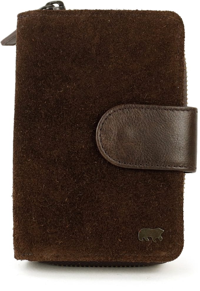 Bear Design Loet Suede Leren Ritsportemonnee - Bruin