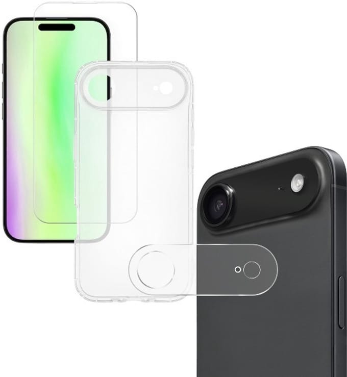 Back cover Silicone hoesje transparant met Screenprotector Glas 2x en Camera lens protector 2x Geschikt voor: iPhone 17 Air