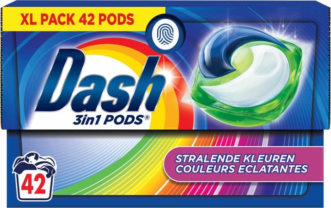 Dash Wasmiddelcapsules 3in1 Pods Stralende Kleuren - 42 stuks