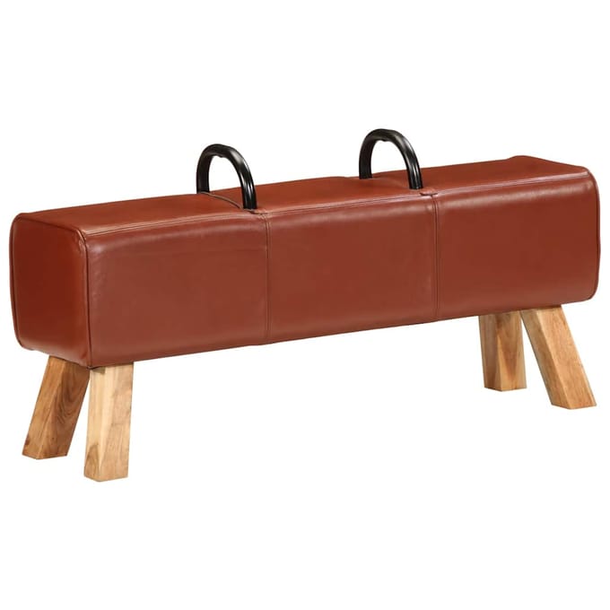 vidaXL - Gymbok - 110 - cm - echt - leer - bruin