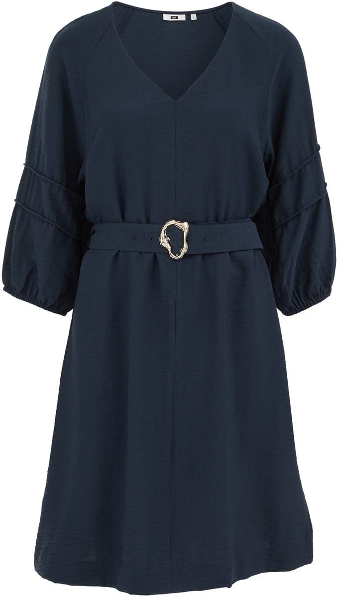 WE Fashion Dames jurk met ballonmouwen en ceintuur