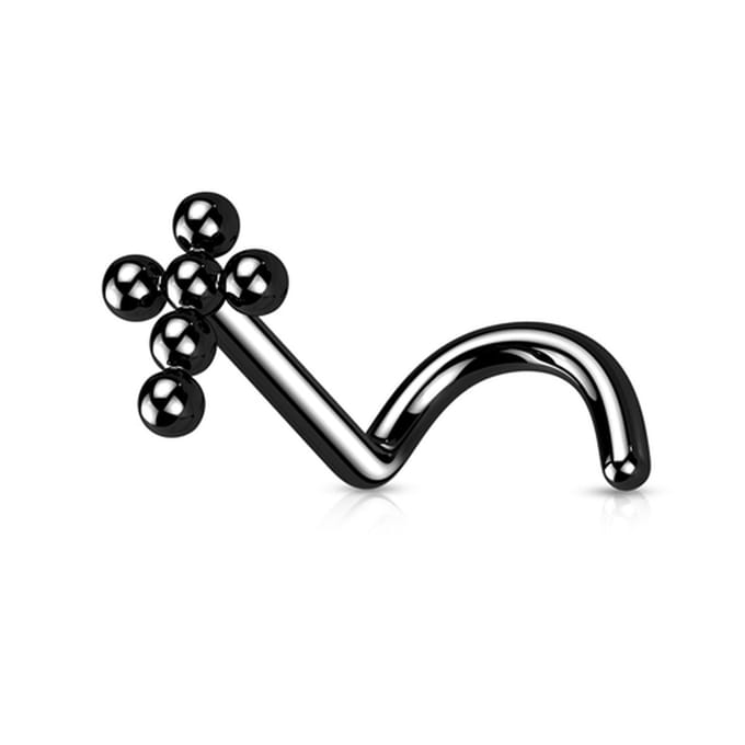 Piercing titanium kruis met bocht 0.8x6x4 - zwart - LMPiercings