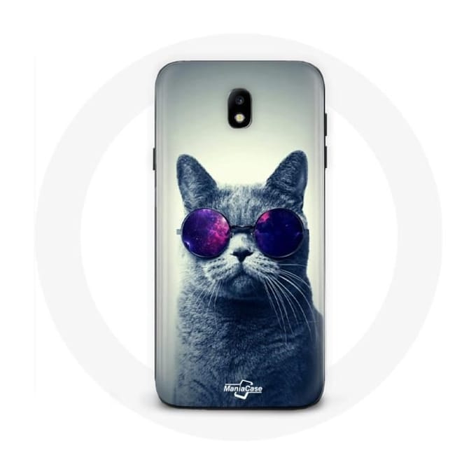 Case voor Samsung Galaxy J7 2017 Kat met paarse bril