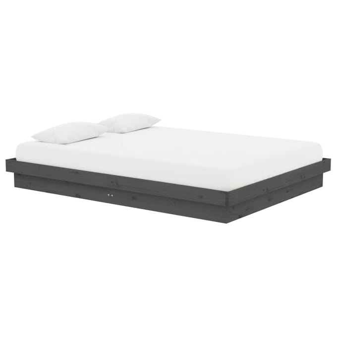 vidaXL - Bedframe - massief - hout - grijs - 135x190 - cm