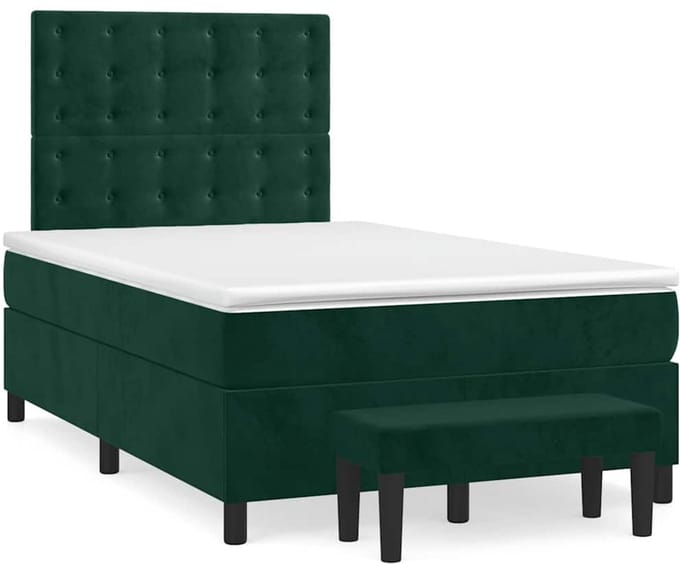 vidaXL - Boxspring - met - matras - fluweel - donkergroen - 120x200 - cm