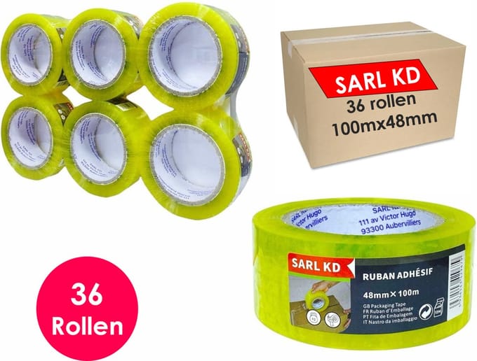 Verpakkingstape - 36 rollen - Ultra Sterk - Transparant tape- 100mx48mm - Polypropylene stevige plakband - SARL KD®