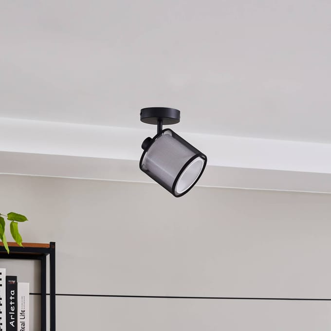 Lindby Chizoma plafondspot 1-lamp kap van stof