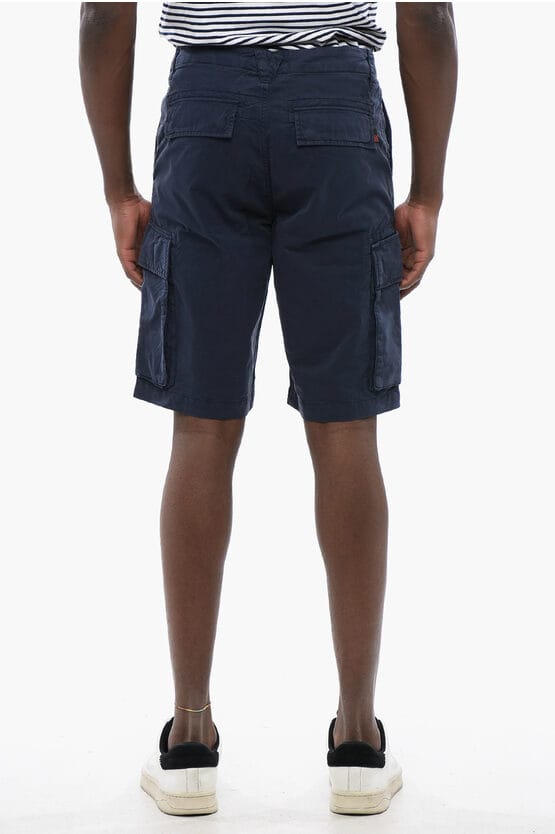 Katoenen cargoshorts met riemlussen in blauw