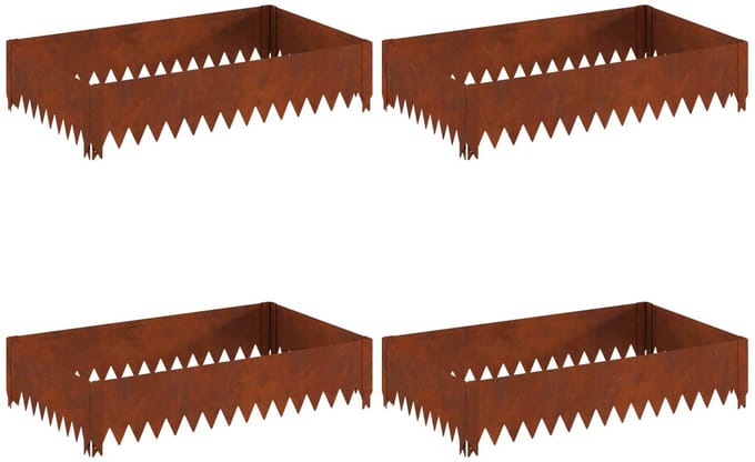 vidaXL - Gazonrand - 4 - st - 100 - x - 60 - x - 20 - cm - Staal - Roestig