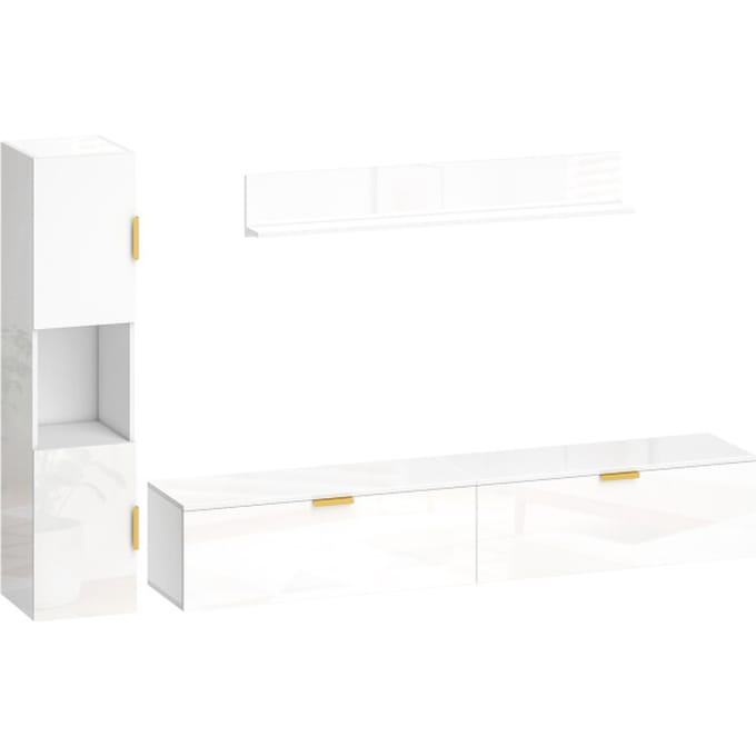 4goodz Hangend TV-meubel 3-delige set 180 cm breed - Hoogglans wit