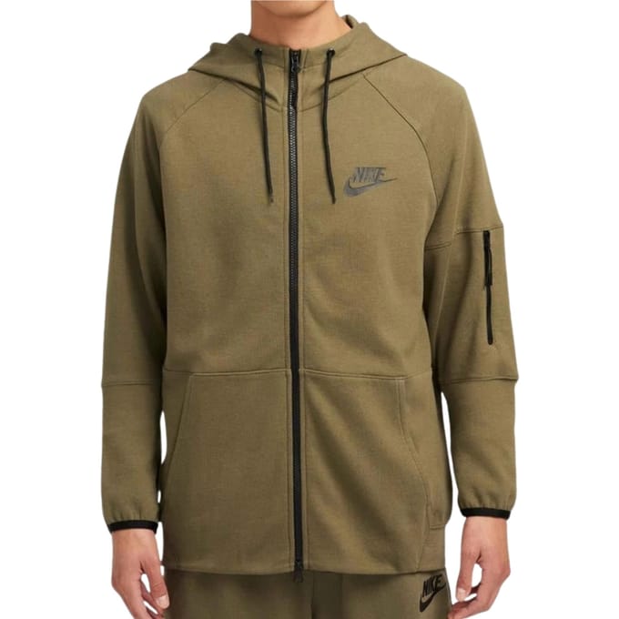 Nike Khaki Groene Capuchon Trui Met Ritssluiting