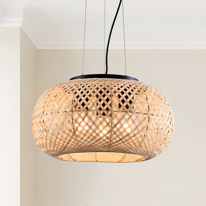 LumenXL Bamboe hanglamp, 3-lichts - Cerise