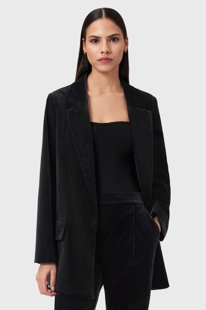 AllSaints Aleida Vel Blazer Black Größe: 12 | Blazer Outlet | Damen | Schwarz