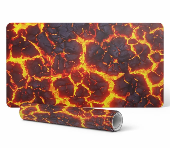 Antislip bureauonderlegger met gloeiende lavaprint, 90x45 cm