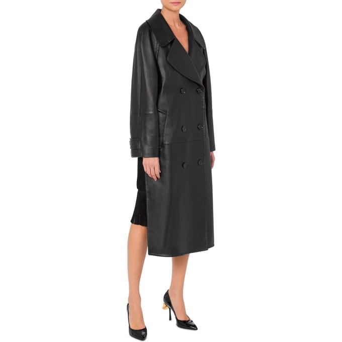 Moschino Asymmetrical Nappa Leather Coat Black Taglia: 42 | Giacche di pelle Outlet | Donna | Nero